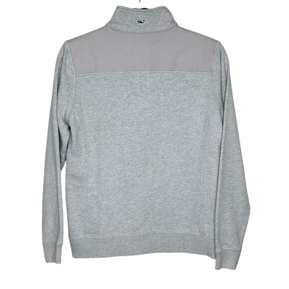 Vineyard Vines Gray 1/4 Zip Sweatshirt Pink Logo Patch High Neck Outdoors XS - Picture 2 of 10